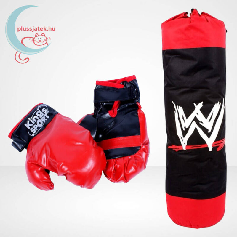 Boxkészlet: 82 cm-es piros-fekete bokszzsák piros bokszkesztyűvel