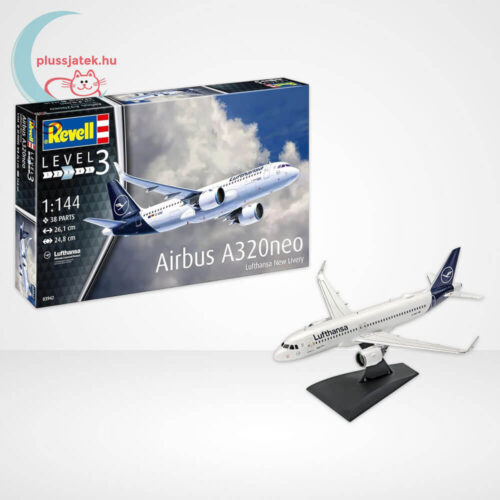 Lufthansa Airbus A320 Neo repülőgép 1:144 makett készlet festékkel, ragasztóval (Revell 63942)