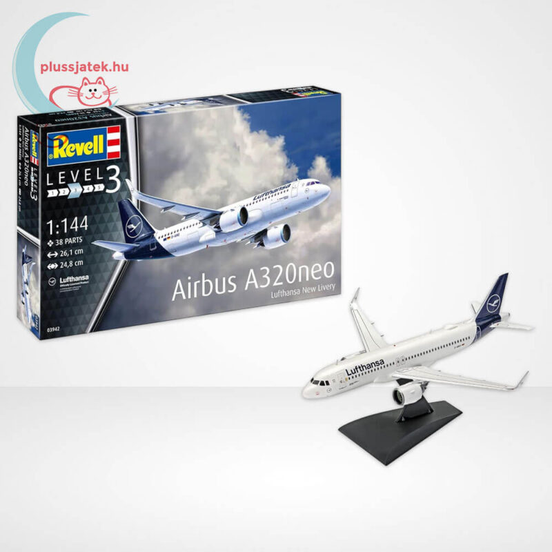 Lufthansa Airbus A320 Neo repülőgép 1:144 makett készlet festékkel, ragasztóval (Revell 63942)