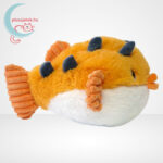 Plüss gömbhal oldalról, narancssárga-fehér, 25 cm (Keel Toys)