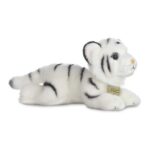 Élethű, fekvő fehér bengáli tigris plüss, 20 cm (Aurora, Miyoni)