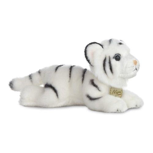 Élethű, fekvő fehér bengáli tigris plüss, 20 cm (Aurora, Miyoni)