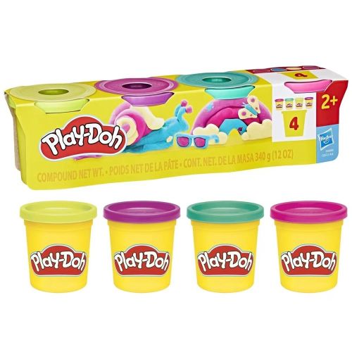 Play-Doh 4 tégelyes gyurma - vibráló színek (lime, lila, türkiz, rózsaszín)