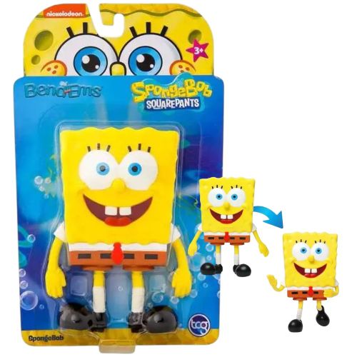 Spongyabob és barátai: Spongyabob kockanadrág hajlítható végtagokkal, műanyag figura, 12 cm (Bend-Ems)