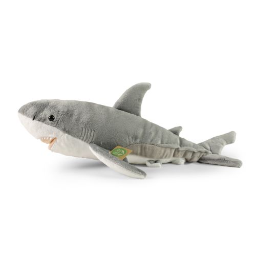 Élethű, átölelhető plüss fehér cápa, 51 cm (Rappa)