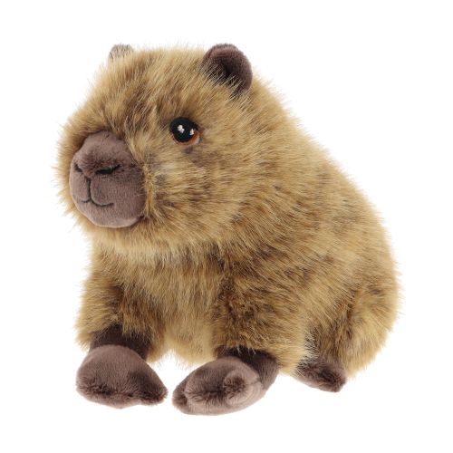 Élethű, ülő, bolyhos plüss capybara vízidisznó, 18 cm (Keel Toys, Keeleco)