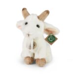 Fehér, ülő plüss kecskegida, 18 cm (Rappa)