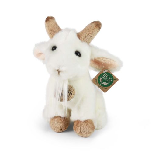 Fehér, ülő plüss kecskegida, 18 cm (Rappa)