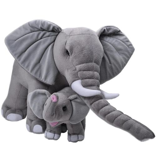 Élethű, óriás XXL méretű álló plüss elefánt bébivel, 60 cm (Wild Republic)