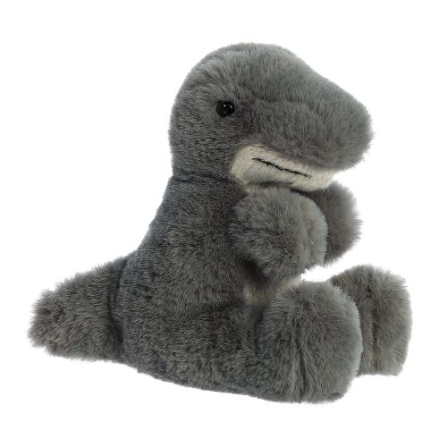 Ülő, szürke T-Rex plüss dinoszaurusz kölyök, 20 cm (Aurora, Mini Flopsies)