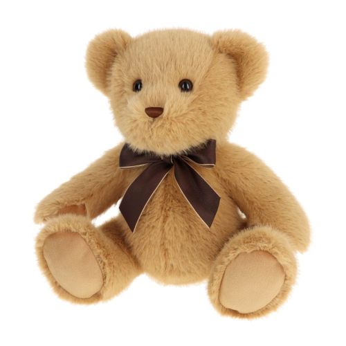 Ülő, masnis, világosbarna Sherwood plüss maci, 28 cm (Keel Toys, Keeleco)