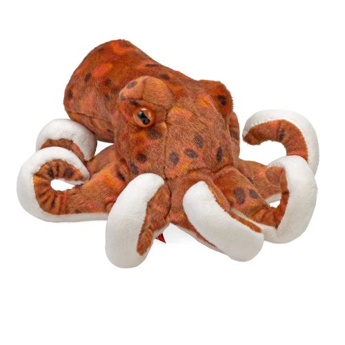 Élethű, barna plüss polip, 20 cm (Wild Republic, Cuddlekins Mini)