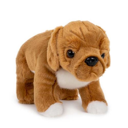 Élethű, álló, barna Masztiff plüss kölyök kutya, 25 cm (Semo)