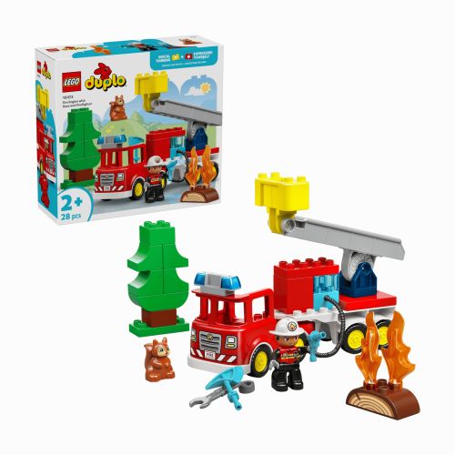 Tűzoltóautó tömlővel és tűzoltóval (LEGO Duplo, 10473)