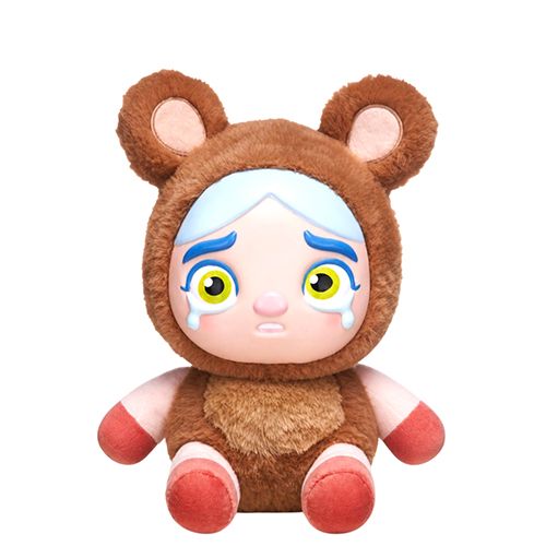 Kanashiko: Kumiko, az ülő, sírós arcú plüss baba maci jelmezben, 24 cm