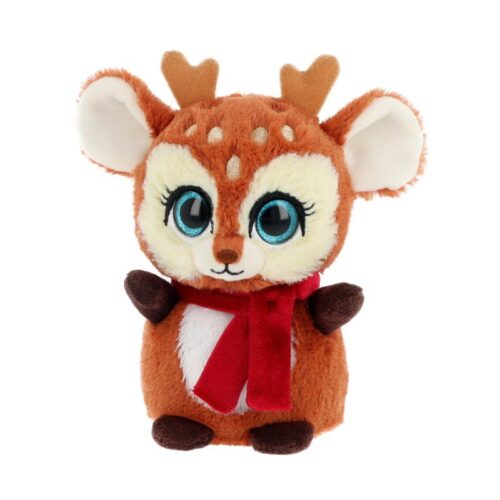 Csillogó szemű plüss karácsonyi rénszarvas, 10 cm (Keel Toys, Mini Motsu)
