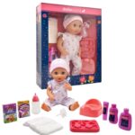 Baby Tinkles interaktív (iszik, pisil, alszik) játékbaba kiegészítőkkel, 38 cm (Dolls World)
