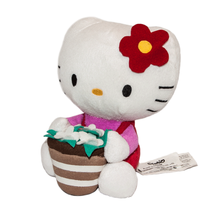 Hello Kitty virágkosárral elölről